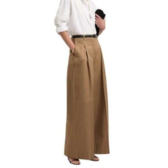 625. G. Gwyn by Goop Marlow Trouser Camel Tan Brown Wide Leg Pants $595 EUC Sz 4 - Picture 4 of 9